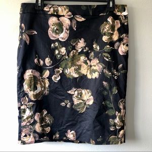 J.Crew The Pencil Skirt Black Floral Stretch Size8